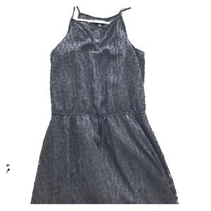 Long black dress. Short slip underneath.